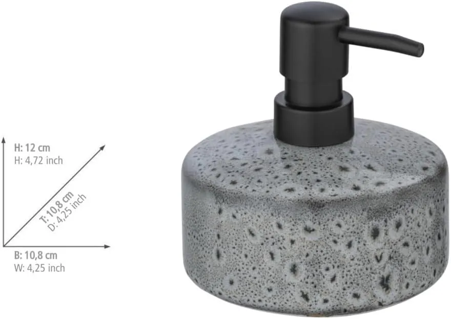 WENKO Badi Liquid Soap Dispenser 0.32 L, Ceramic, Gray, 1