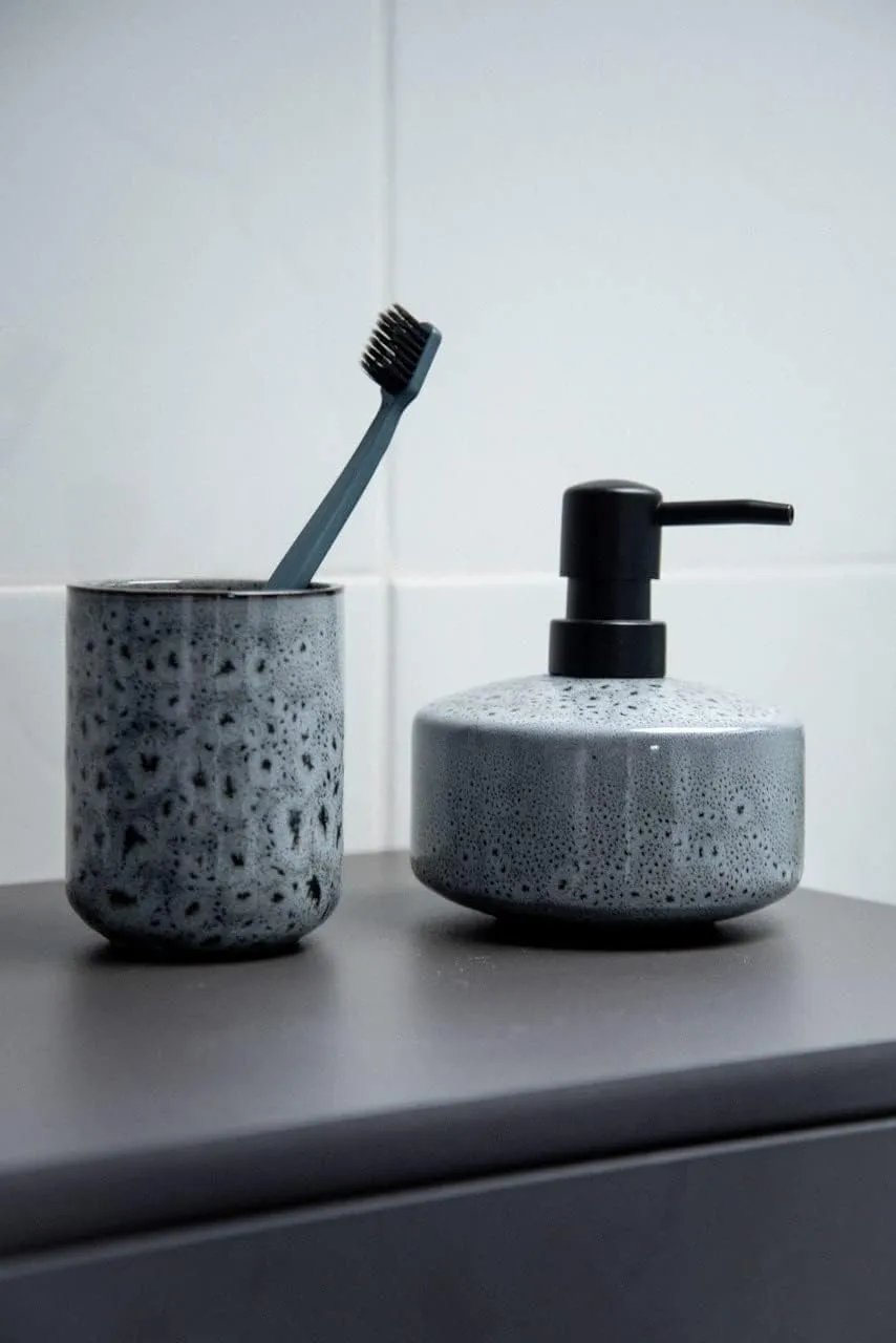 WENKO Badi Liquid Soap Dispenser 0.32 L, Ceramic, Gray, 1