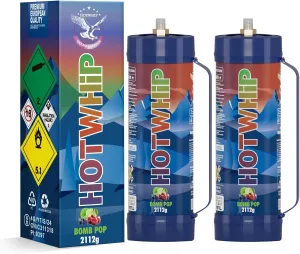 Whipped Cream Charger 2112g×2 3.3L Whip Cream Charger Cylinder Food Grade Bomb Pop Flavor (Nozzle Included) 2-Pack