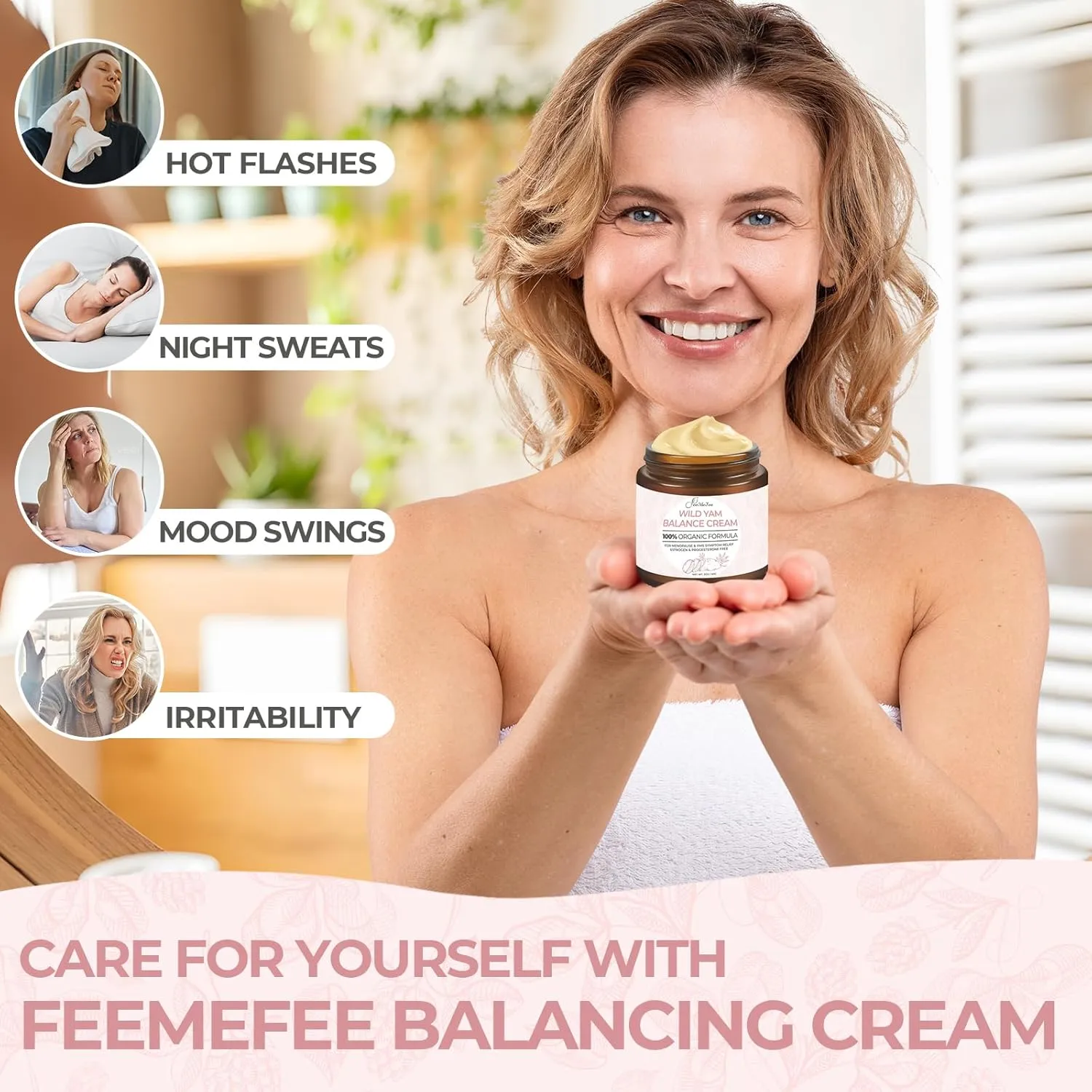 Wild Yam Cream 4oz, Organic Balancing Cream for Women, Deep Nourishment and Hydration, Made With Wild Yam Root, Chaste Tree Berry and Red Clover