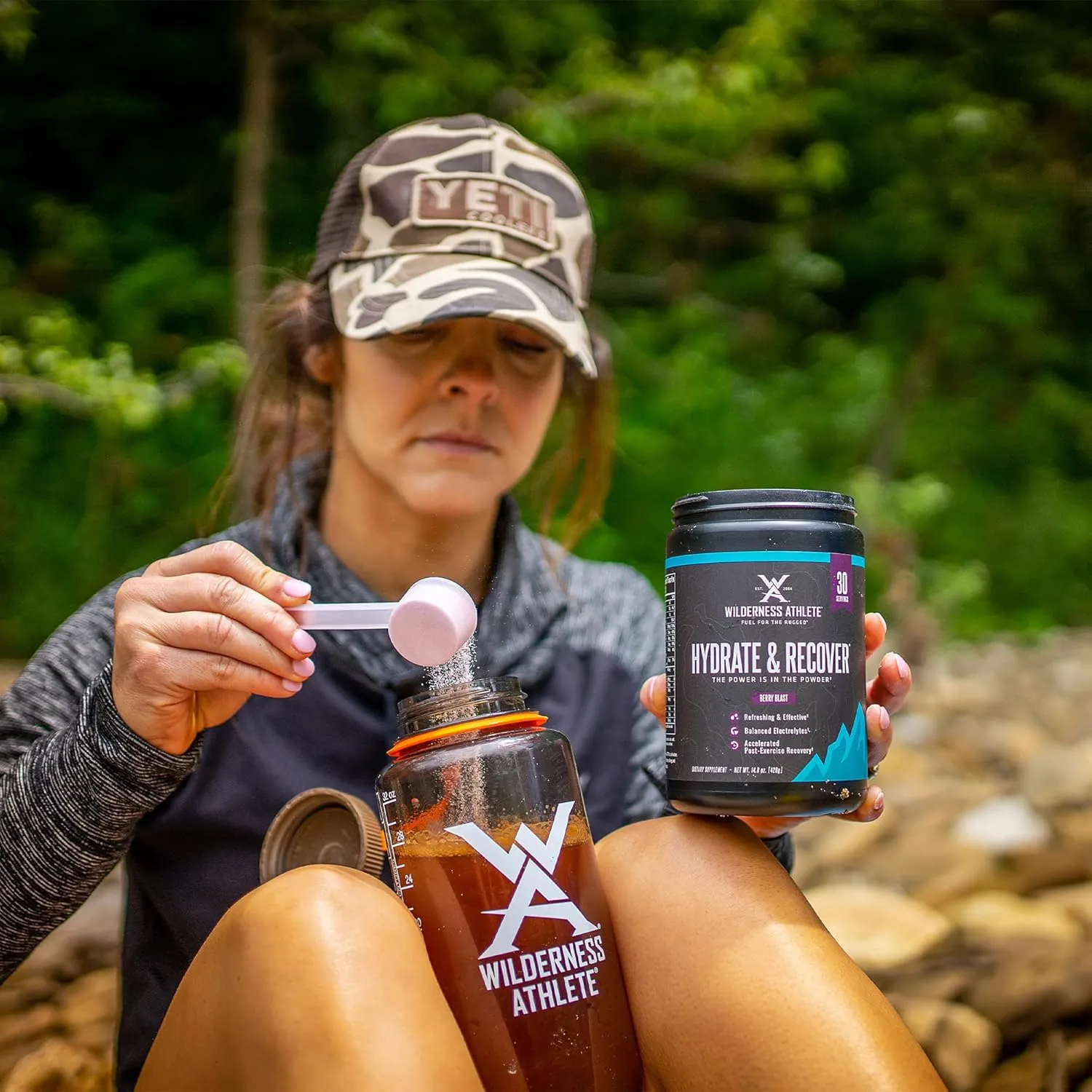 Wilderness Athlete - Hydrate & Recover | Liquid Hydration Powder Electrolyte Drink Mix - Recover Faster with Bcaas - Hydrate Powder with 1000mg of Vitamin C - 30 Serving Tub (Blue Raspberry)