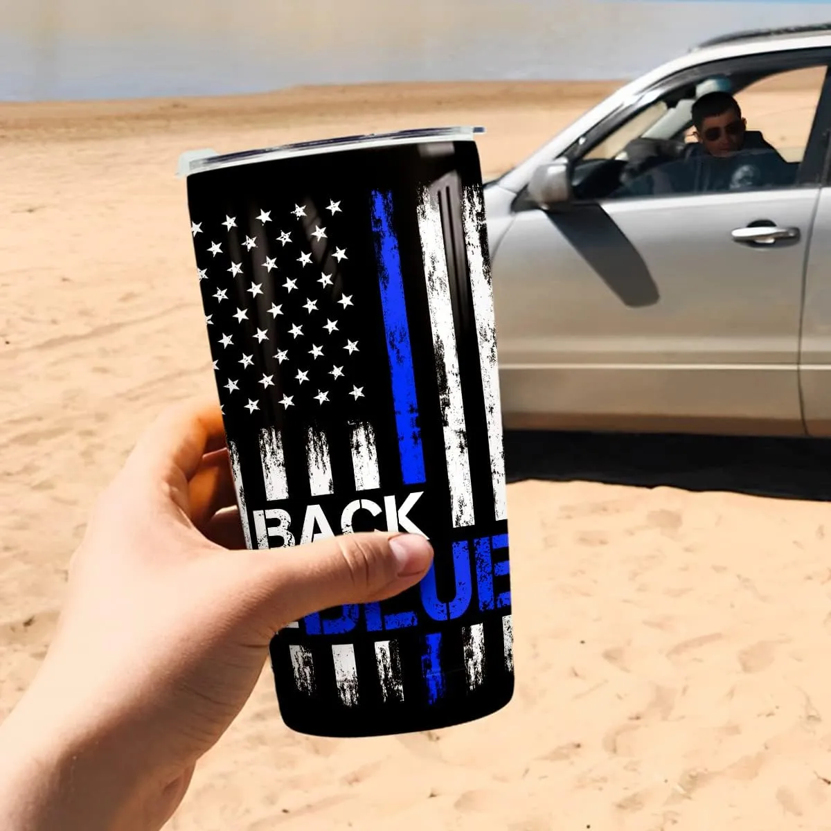winorax Police Gifts Back The Blue American Flag Tumbler US Flag Police Academy Graduation Gifts for Men Cops Officer Retirement Tumblers 20oz Stainless Steel Travel Cups