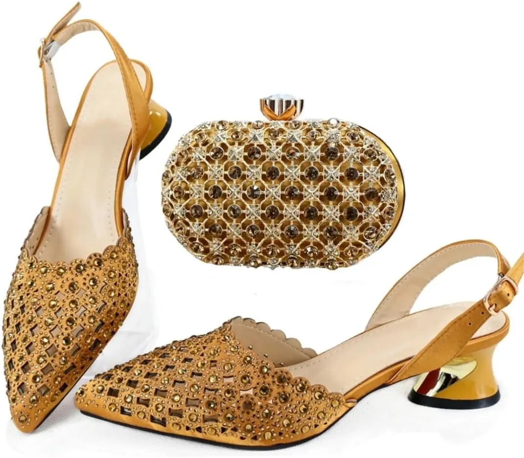 Women's Latest Purple Peep Toe Pump and Bag Set with Thin Heel and Charm Decorations for Dress Occasions