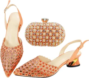 Women's Latest Purple Peep Toe Pump and Bag Set with Thin Heel and Charm Decorations for Dress Occasions
