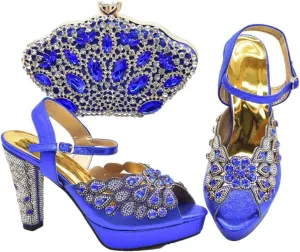 Women's Peep Toe High Heel Slingback and Bag Set with Metal Decoration for Wedding