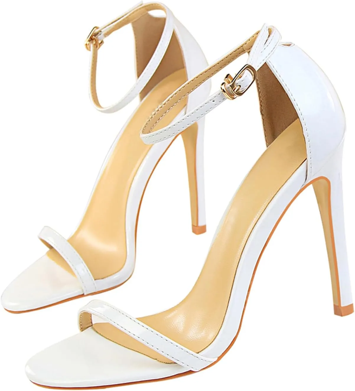 Women's Stilettos High Heels,4.3 Inch Sexy Heeled Sandals,Open Toe Ankle Strap Dress Wedding Party Shoes