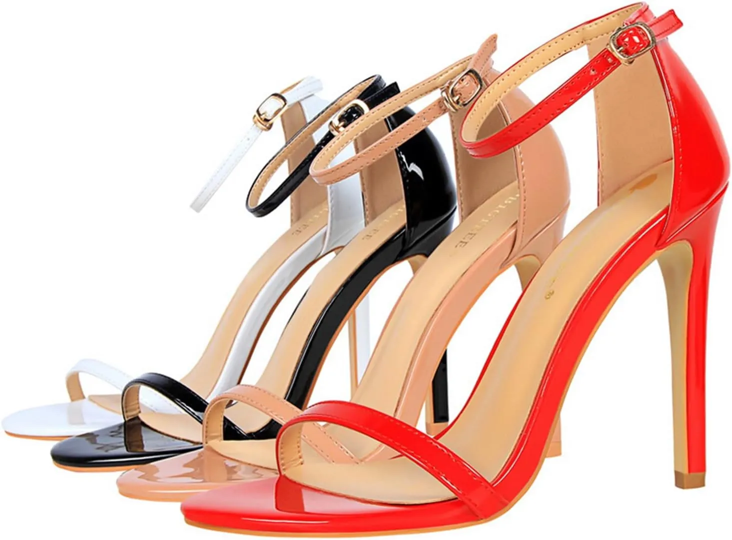 Women's Stilettos High Heels,4.3 Inch Sexy Heeled Sandals,Open Toe Ankle Strap Dress Wedding Party Shoes