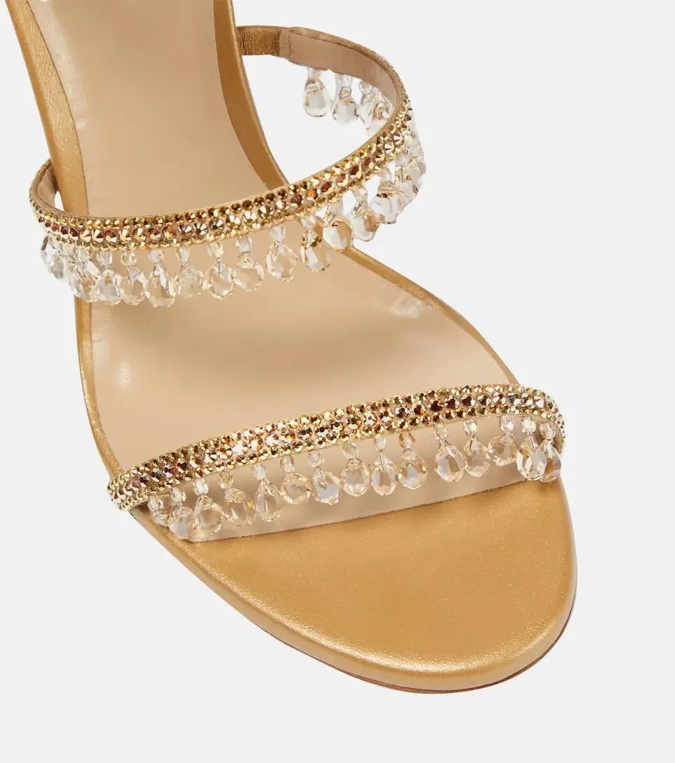 Women's Strappy Rhinestone Stiletto Gladiator Spiral Heels Open Toe Lace up Tassel Wrap Around Crystal High Heels Sandals Prom