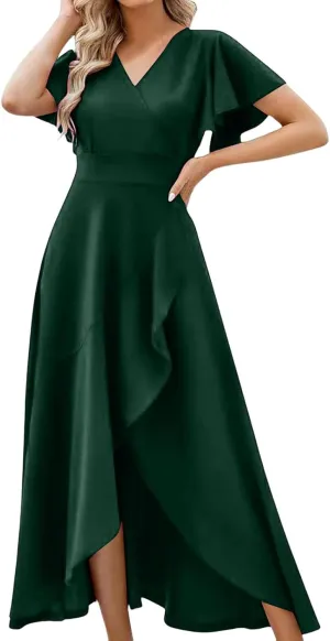 Womens Summer Dress Elegant Formal Party Dress Oversized Short Sleeve High Waist Long Dress Beautiful Princess Gown