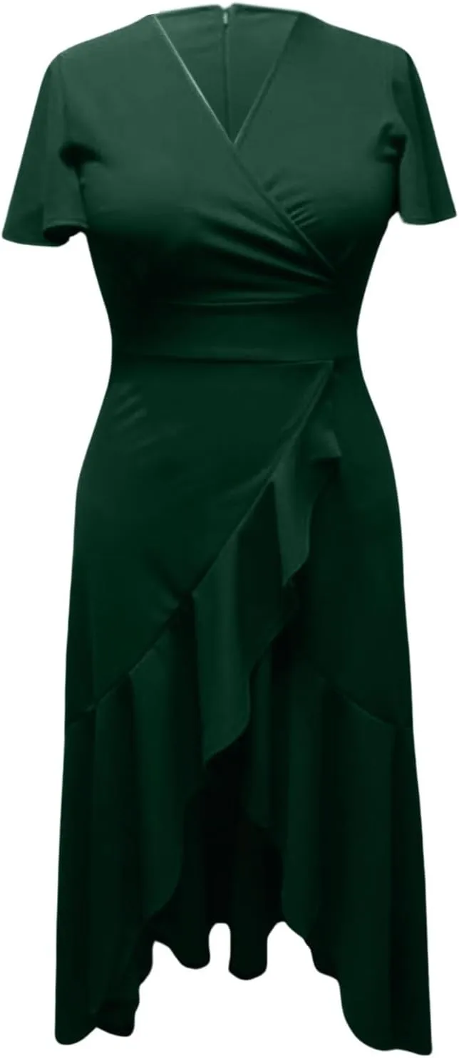 Womens Summer Dress Elegant Formal Party Dress Oversized Short Sleeve High Waist Long Dress Beautiful Princess Gown