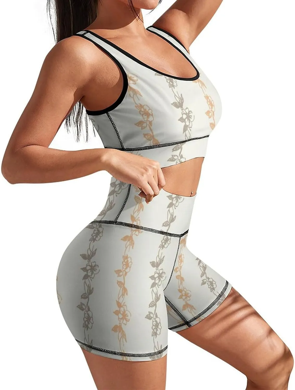 Workout Sets for Women Blue Stripes Yoga Gym Work Out Sets 2 Piece Athletic Sets