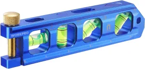 WORKPRO Conduit Bending Level, Magnetic Torpedo Level, Pipe Level, Bubble Vials for 0°/90°/30°/45° Measurements, Aluminum Alloy Construction, 6.3-inch, Cobalt Blue