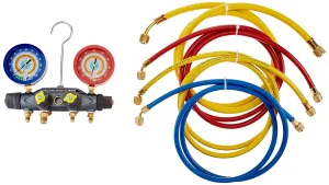 Yellow Jacket 46038 Brute II Test and Charging Manifold, F/C, Liquid Gauge, psi, R-134A/404A/407C