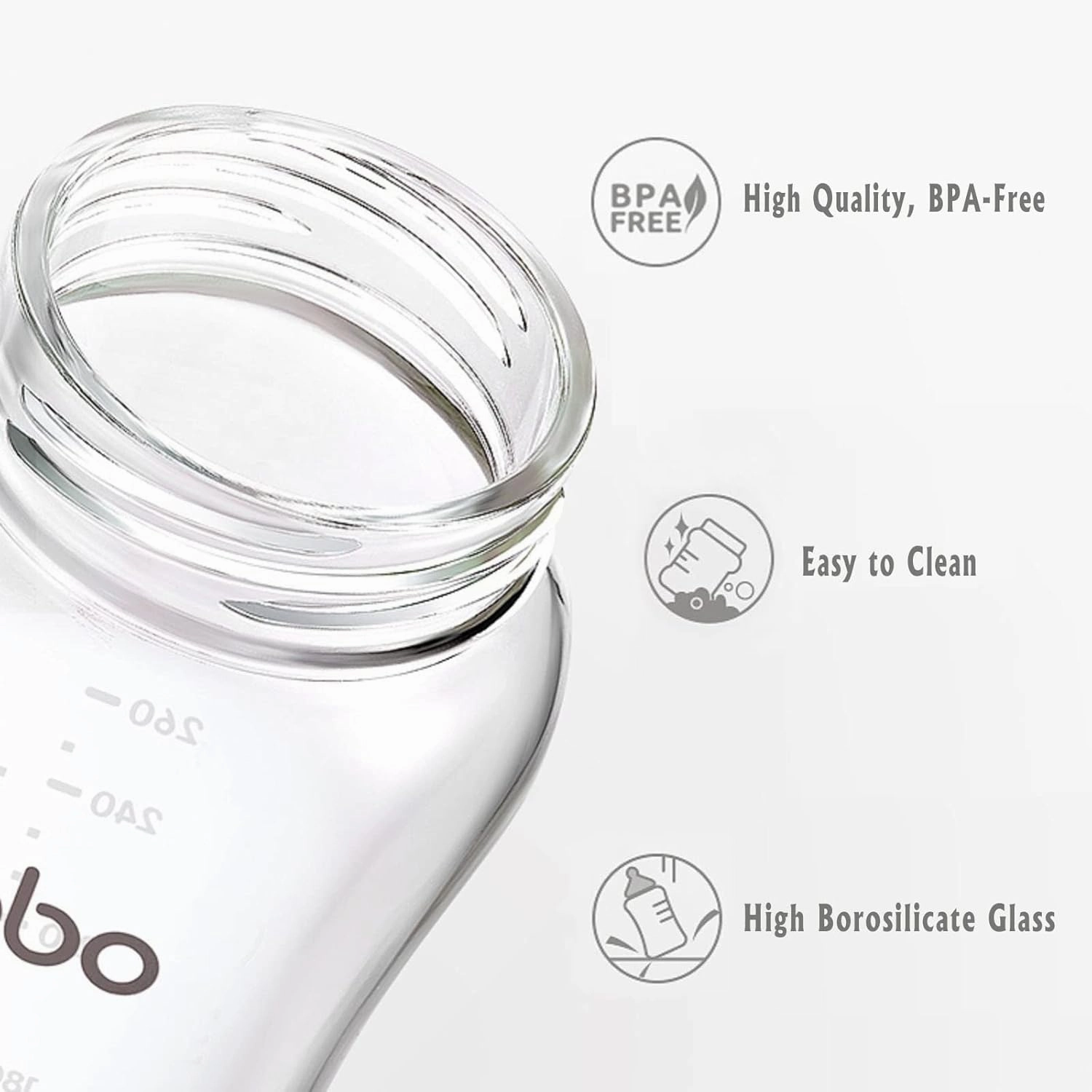 YOHKOH Natural Glass Baby Bottle with Natural Response Nipple, Newborn Anti-Colic Baby Bottles, Wide Neck Mushroom Cap Baby Bottle, Clear (3.4oz (Pack of 2), Blue)
