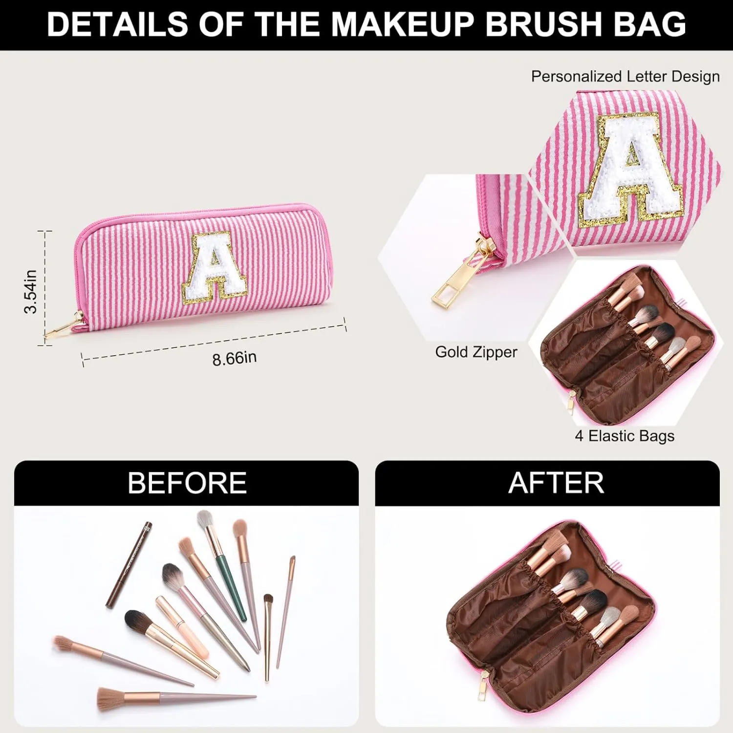 YOOLIFE Birthday Gifts for Women - Monogram Personalized Makeup Bag Cosmetic Bag Travel Toiletry Bag Gifts for Women Her Mom Bridesmaid Bride Wife Friend Sister Teacher Grandma Blue Initial B