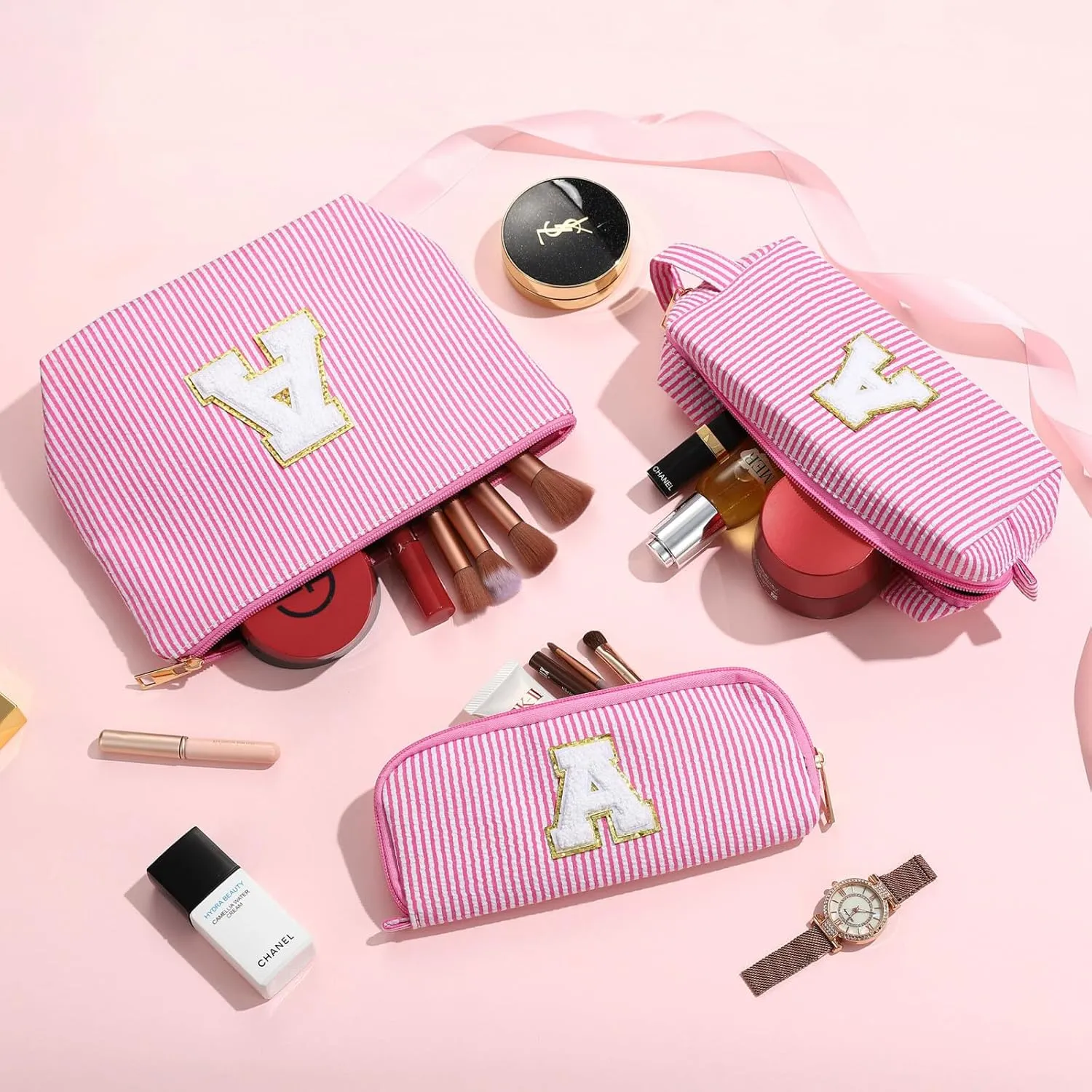 YOOLIFE Birthday Gifts for Women - Monogram Personalized Makeup Bag Cosmetic Bag Travel Toiletry Bag Gifts for Women Her Mom Bridesmaid Bride Wife Friend Sister Teacher Grandma Blue Initial B