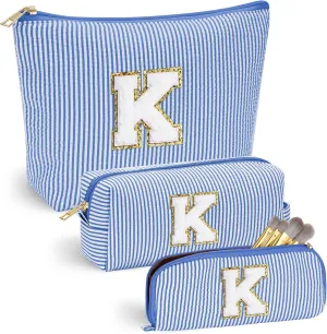 YOOLIFE Initial Makeup Bag, Travel Makeup Bag Small Makeup Bag Travel Essentials Make Up Bag Bridesmaid Proposal Birthday Gifts Wedding Gifts Birthday Gifts for Women Her Mom Wife Sister K