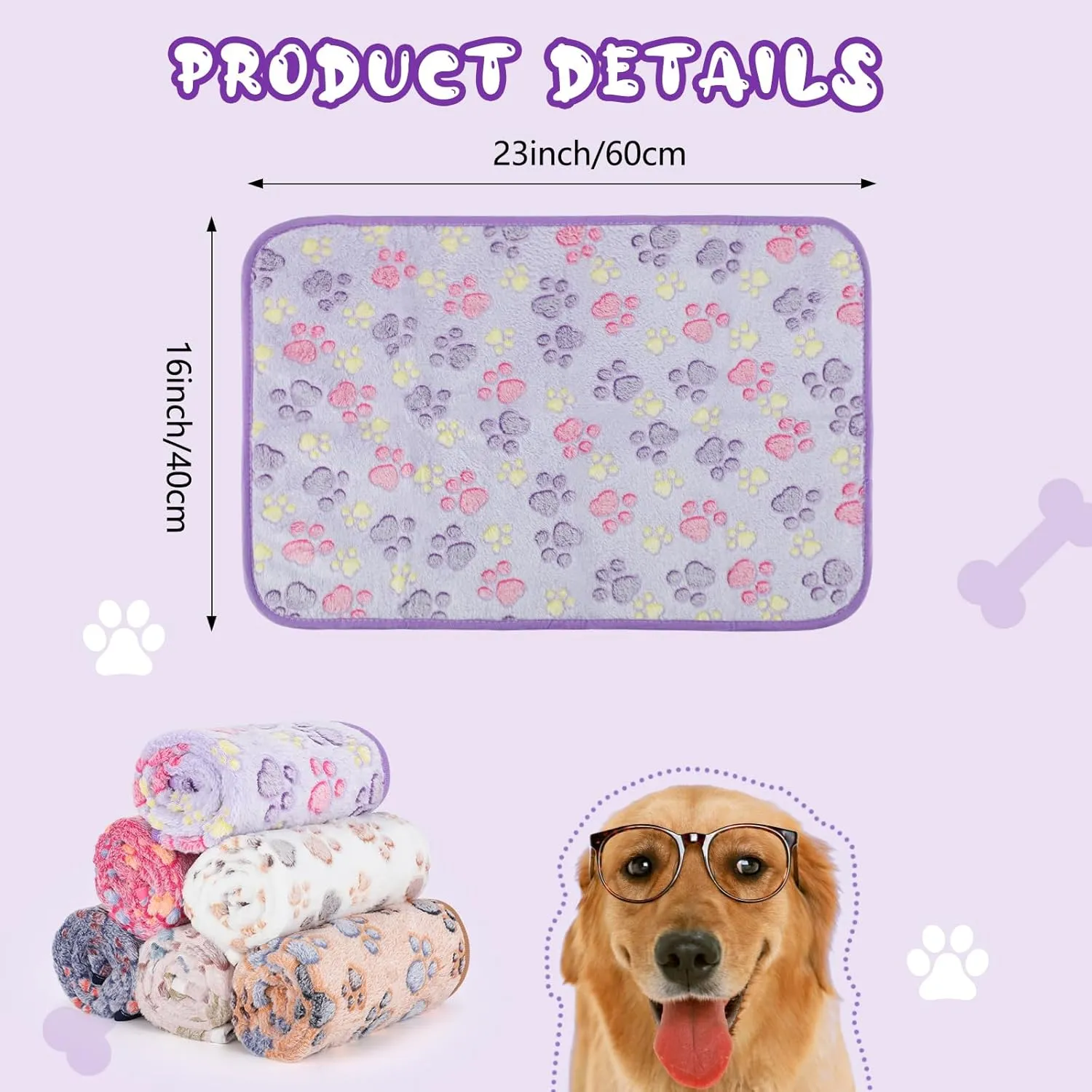 YUEPET Waterproof Dog Blankets, 6 Pack Washable Dog Blankets for Bed Couch Sofa Protector Fleece Flannel Puppy Blanket Soft Plush Reversible Throw Blanket for Small Dog Puppy Cat 23"×16"