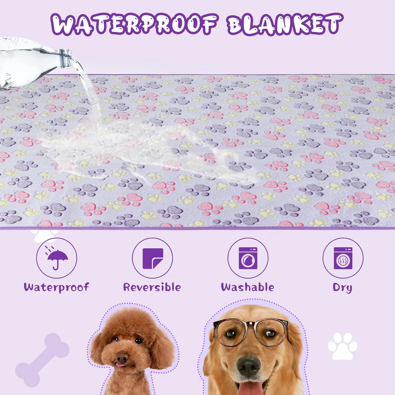 YUEPET Waterproof Dog Blankets, 6 Pack Washable Dog Blankets for Bed Couch Sofa Protector Fleece Flannel Puppy Blanket Soft Plush Reversible Throw Blanket for Small Dog Puppy Cat 23"×16"
