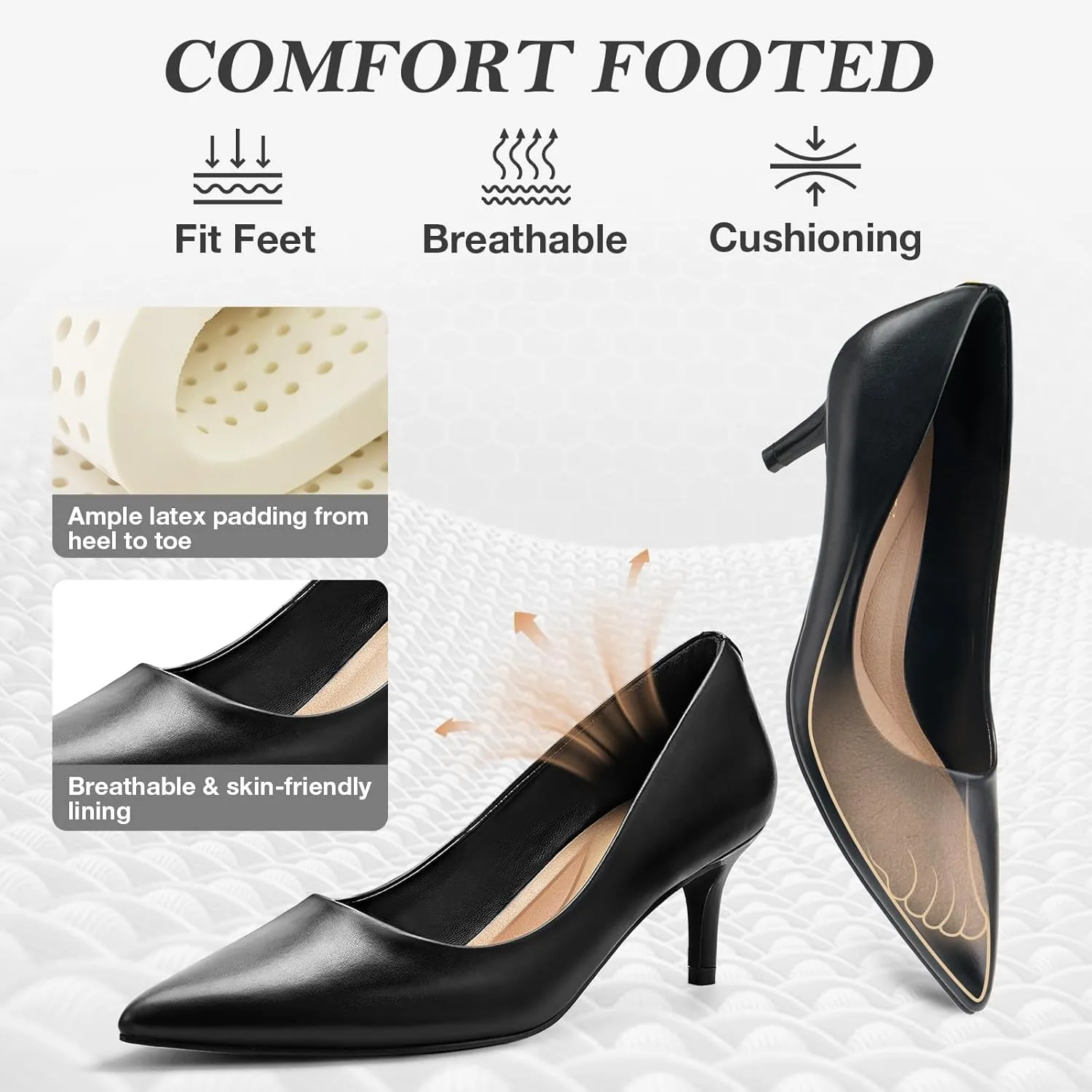 ZURIN Women's Pointed Toe Comfortable Stiletto Heels Closed Toe Dress Pumps Shoes for Wedding Work Office Business 2 1/2 inch