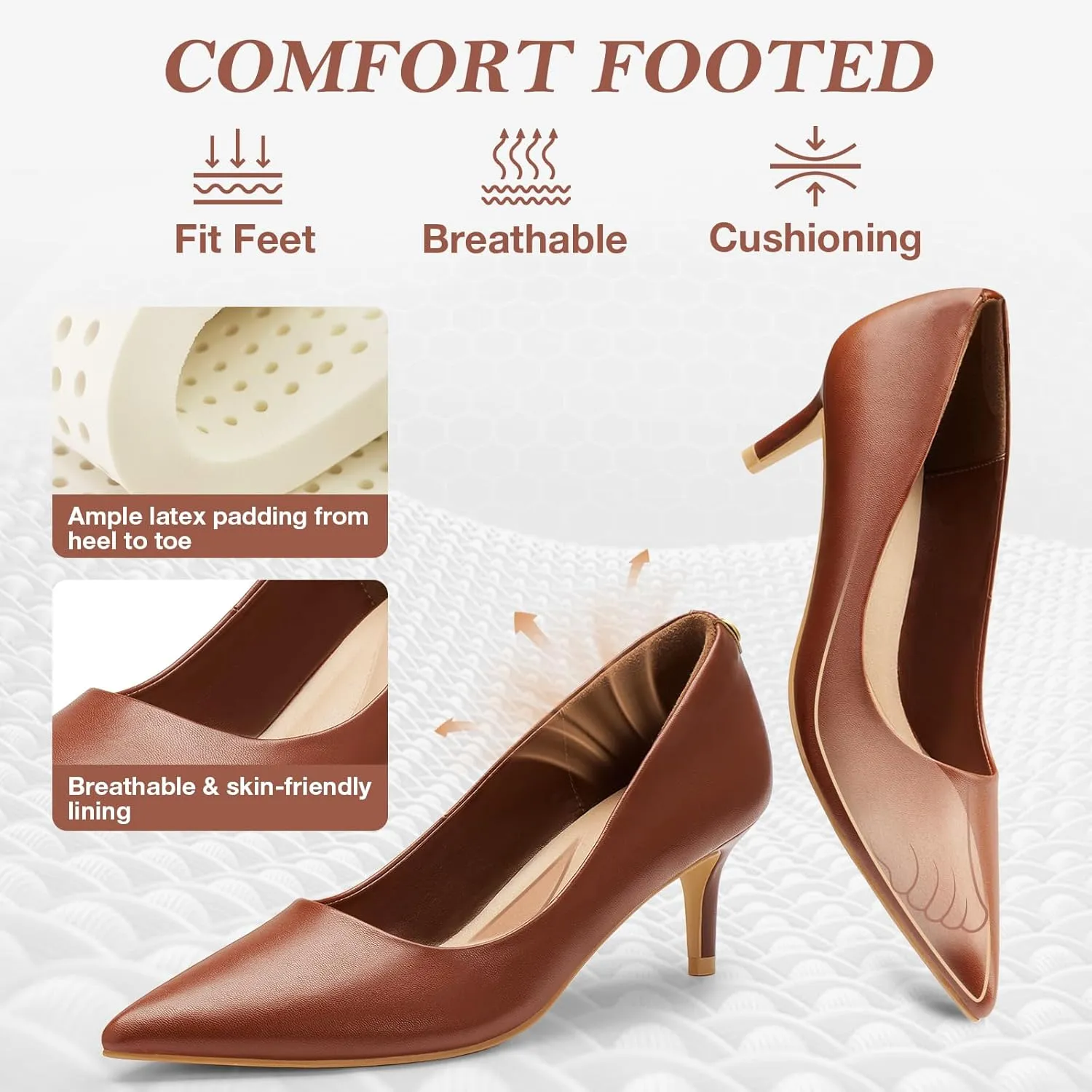 ZURIN Women's Pointed Toe Comfortable Stiletto Heels Closed Toe Dress Pumps Shoes for Wedding Work Office Business 2 1/2 inch