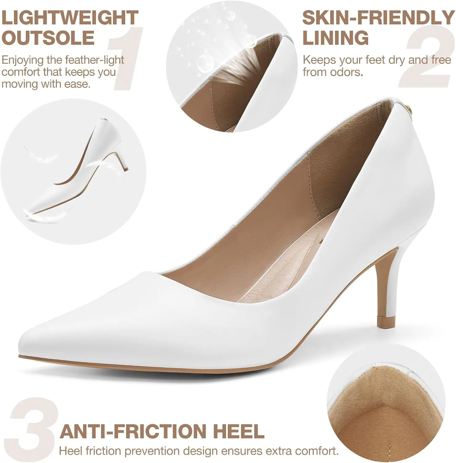 ZURIN Women's Pointed Toe Comfortable Stiletto Heels Closed Toe Dress Pumps Shoes for Wedding Work Office Business 2 1/2 inch