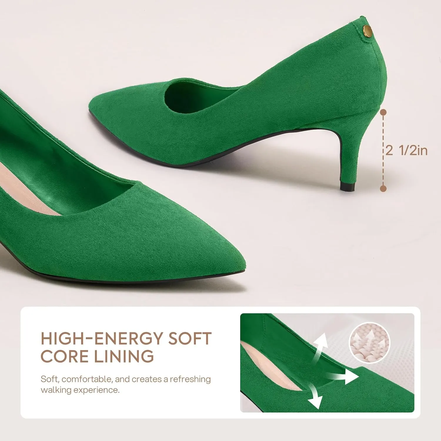 ZURIN Women's Pointed Toe Comfortable Stiletto Heels Closed Toe Dress Pumps Shoes for Wedding Work Office Business 2 1/2 inch