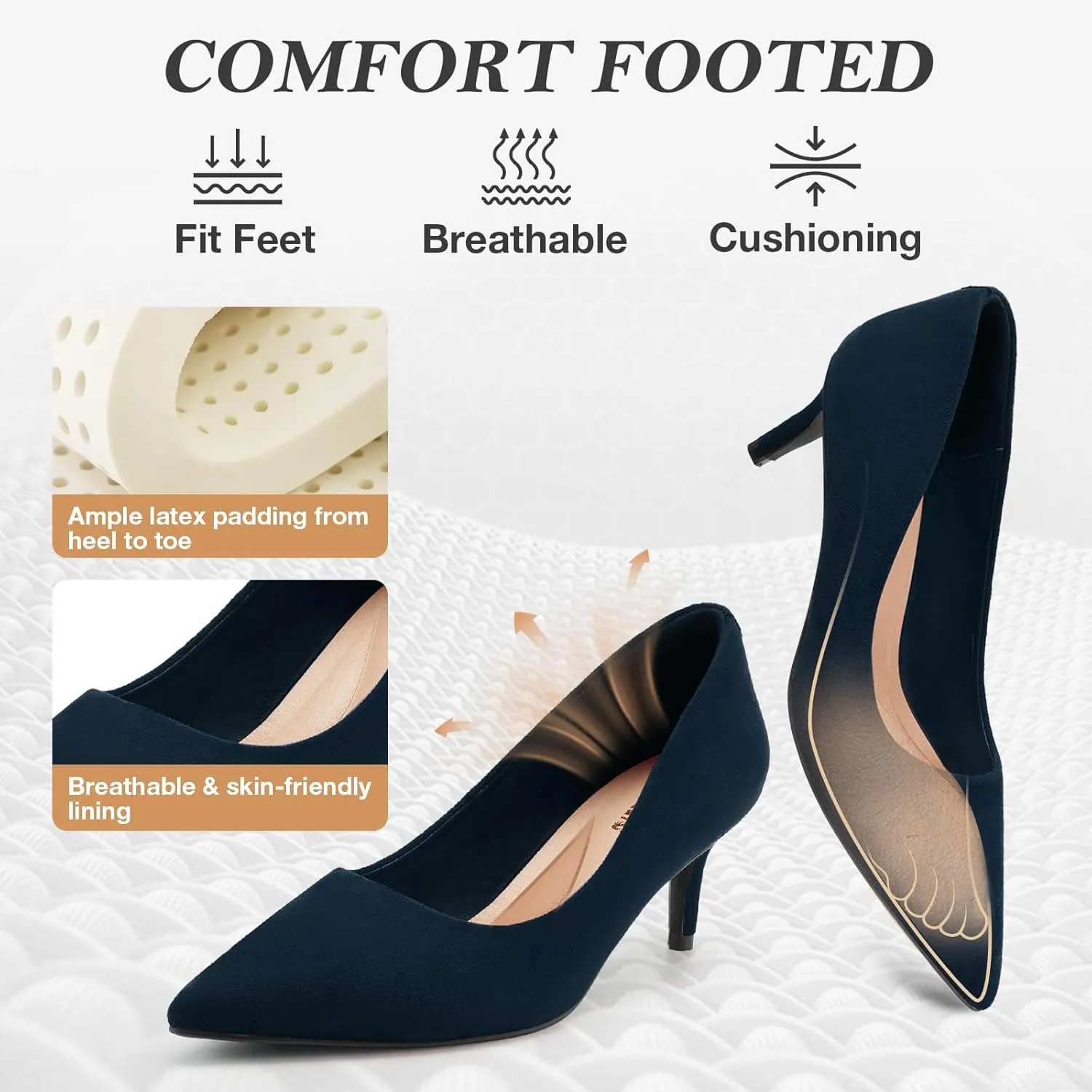 ZURIN Women's Pointed Toe Comfortable Stiletto Heels Closed Toe Dress Pumps Shoes for Wedding Work Office Business 2 1/2 inch