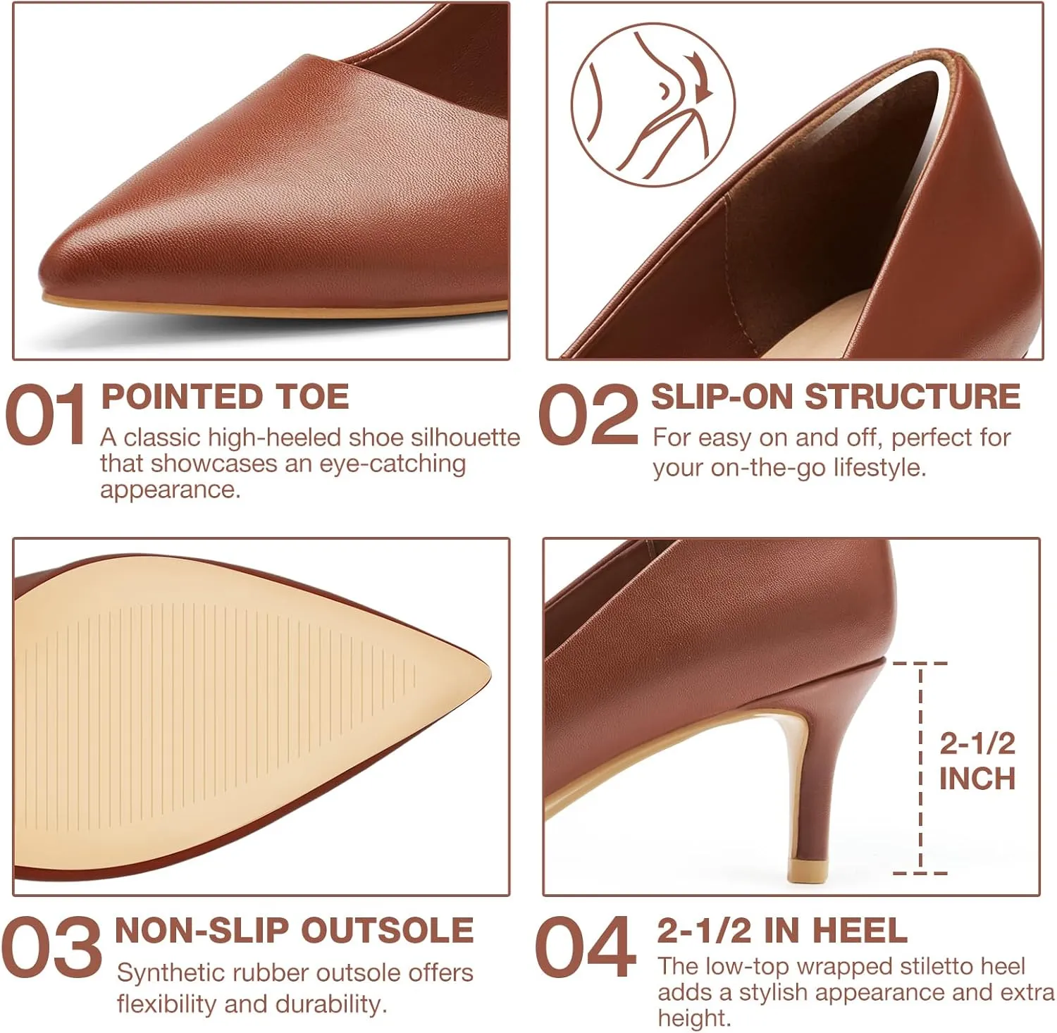 ZURIN Women's Pointed Toe Comfortable Stiletto Heels Closed Toe Dress Pumps Shoes for Wedding Work Office Business 2 1/2 inch