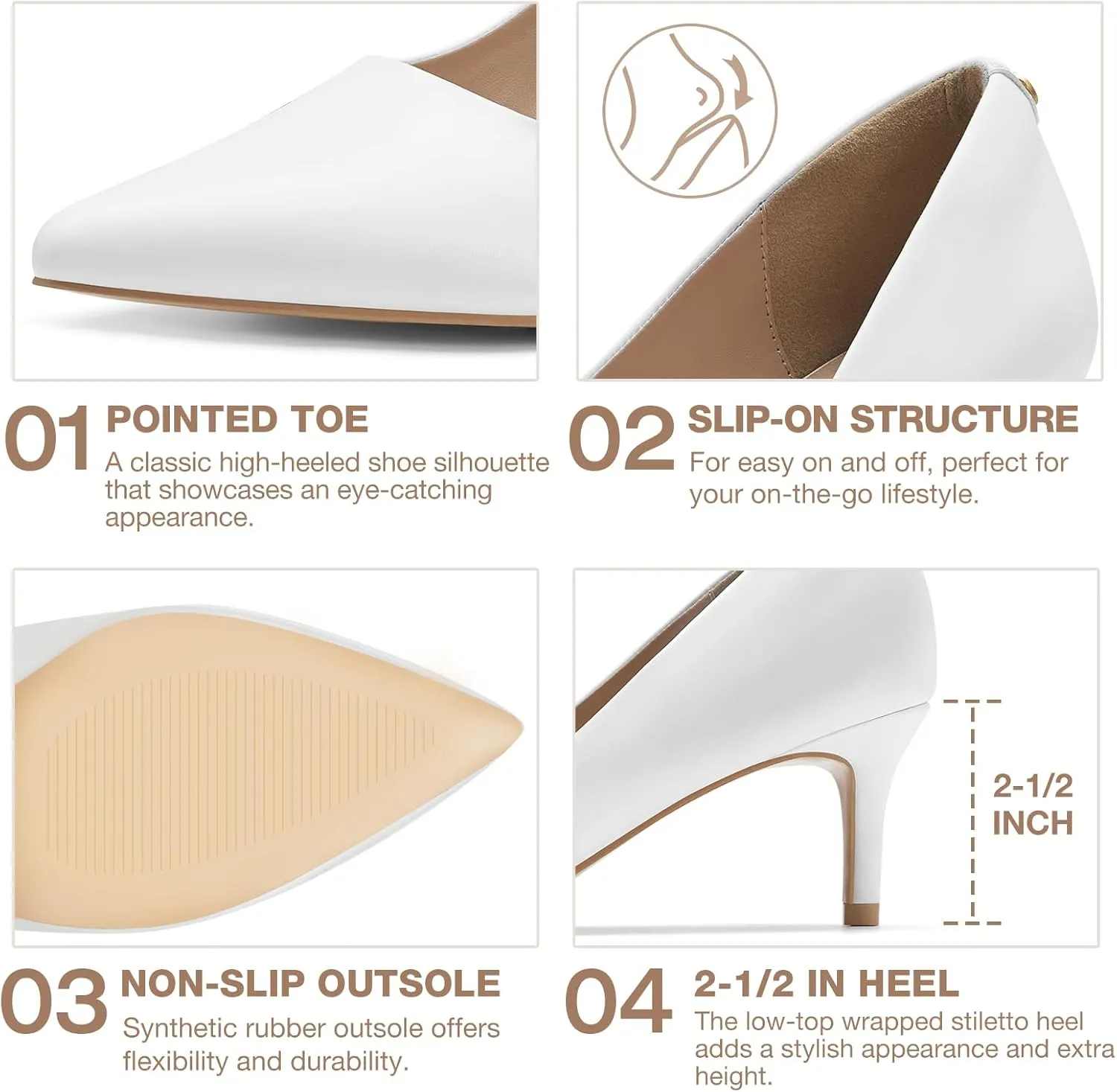 ZURIN Women's Pointed Toe Comfortable Stiletto Heels Closed Toe Dress Pumps Shoes for Wedding Work Office Business 2 1/2 inch